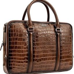 Stephen Croco Leather Laptop Briefcase for Men | Hand-Stained Embossed Leather | Fits 15-Inch Laptop | Dual Compartments, Trolley Strap, Organizer Pockets | Business Travel Office Messenger Bag-image-48