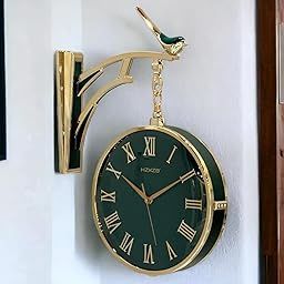 Earwig Double Sided Wall Clocks, Silent Non-Ticking Wall Hanging Decoration Clock, Metal Wall Clock for Home Decor Indoor Outdoor Living Room Study Wall Decoration. (EW-03)-76