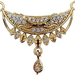 Gold-Plated CZ Mangalsutra Pendant, Traditional Drop Design, D3-image-38
