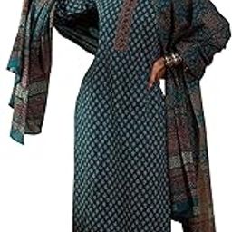Women's Pure Cotton Printed Straight Kurta Pant And Dupatta Set-image-58