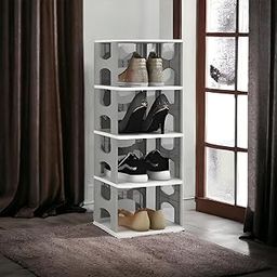 VERAT 5 Tier Shoes Rack/Foldable Shoe Rack with Door/Shoe Rack Plastic/Shoe Stand Foldable/Multipurpose Footwear Stand for Home/Closet for Toys/Shoes/Slipers/Storage Organizer(Grey)-17