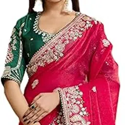 vairagee Women Beautiful Chiffon Embroidery Saree With Unstitched Blouse(6327)-picture-24