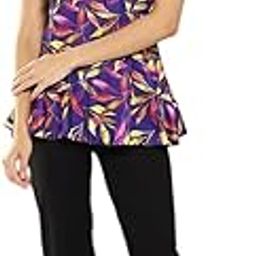 Womens Sports Wear Purple-Black Colour Leaf Print Nylon Swim Suit-image-7