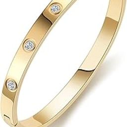 18K Gold Plated Stainless Steel Openable Crystal Bracelet | Cuff Bangle | Friendship Couple Wedding Gifts for Mother Sister Wife Girlfriend | Anti Tarnish Jewellery-10