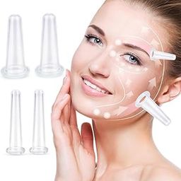 4 PCS Facial Cupping Set - Silicone Cupping Cups Massage Set for Face Lift and Vacuum Suction Therapy-image-82