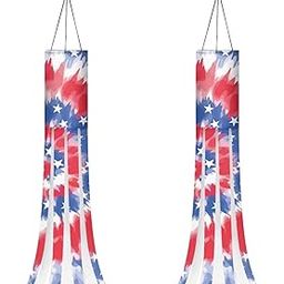 Mintulipy Windsock Soft Waterproof American Flag Tie-Dye Flag Wind Socks 2 PCS Quick-Drying Windsock Flag Hanging with Tails Indoor Outdoor-image-11