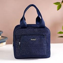 Nestasia Insulated Jute Lunch Bags for Office Women & Men | Leakproof Tiffin Bag Comes with Thermal Foil & Front Cutlery Compartment | Fits 2 Lunch Boxes & 500ml Water Bottle (Blue)-image-51