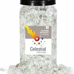 Celestial Fire Glass High Luster, 1/2" Reflective Tempered Fire Glass in Platinum Moonlight | 10 Pound Jar-image-22