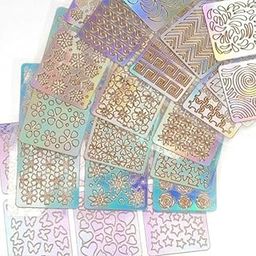 Gold Max 12 Sheets Nail Stickers Stencils, Nail Stickers Nail Art Manicure Stencil DIY Nail Stickers Good Nail Art Tool Kit-image-51