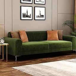 Caradel Lauren Modern 3 Seater Sofa Set for Living Room Furniture Green | Premium Fabric Sofa Set 3 Seater | Three 3 Seater Couch for Office Bedroom Festival Gifts-image-80