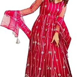 Women's Net Embroidered Semi-Stitched Gown (Jyoti Gown-New)-image-59
