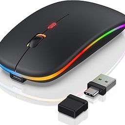 FYBC Bluetooth LED Wireless Mouse for MacBook Air iPad Pro Mac Laptop PC - Slim RGB Wireless Mouse, 3 Mode BT 5.2 & 2.4G USB-A/Type-C Connectivity Portable Mice with Jiggler Mode, Matte Black-image-18
