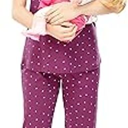 Women's Cotton Flash Printed Feeding Relaxed Night Suit Set Of Top & Pyjama Nursing Night Dress 5338-image-84