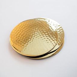 Car-O-Bar Set of 4 Coasters || Round Hammered Design Coasters || Golden Coasters - Bar Wine Coasters for Table - Set of 4 Vintage Handmade Coaster Set-image-26