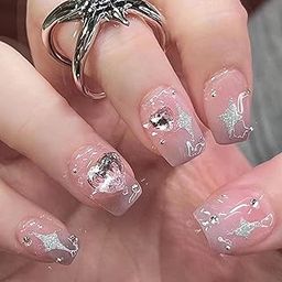 Acrylic Press-On Nails Set with Handmade Gel Polish Patterns and Decorations for Salon-Quality Manicure at Home (Stars)-39