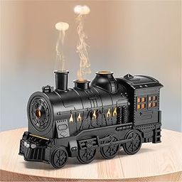 VITORIYA Vintage Steam Train Essential Oil Diffuser with Flame Light Effect – Cool Mist Humidifier, Aromatherapy Diffuser with LED Lights & Smoke Effect for Home, Office, Gifts – Black-image-89