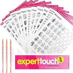 INOG Nail Art Book Design Practice with 3 Pieces Rose Gold Nail Liner Pen, 360 Pieces Nail Wipes, Drawing Lines, Painting Template, Learning Book Reuseable-image-9