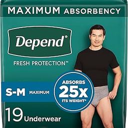 Depend Depend Fit-flex Incontinence Underwear for Men, Maximum Absorbency, S/m, Grey, 38 Count (2 Packs Of 19), Sm/Med, 19 Count-image-80