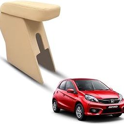 Carigiri Premium Finish Car Armrest with Storage Box And High Density Moulded Foam For Honda Brio (Beige with Beige Stitching,Nappa Leatherette)-10