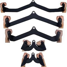 Fitness Rocket Mag Handle Set of 5, Rowing T-bar V-bar Set, Back Strength Training Handle Grips for Cable Machine Rowing Machine, LAT Pull Down Bars Cable Machine Attachment-53