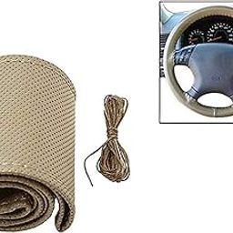 TOUCH OF MODERN� Leatherette stitchable Car Steering Wheel Cover Beige with Thread and Needle for Tata Indigo ECS-image-91