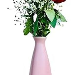URBAN SENSE Ceramic | Triangular Bottle Shape Modern Flower Vase | Dry Flower Vase | Home Decor | Office Table | Living Room Center Table Premium Matte Finish (Light Pink Single)-image-33