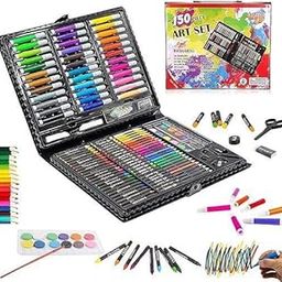 Children Deluxe Art Drawing Crayon Color Set for Kids Case Art and Craft Supplies Drawing and Painting Set Great Gift (150Pcs -Black)-6