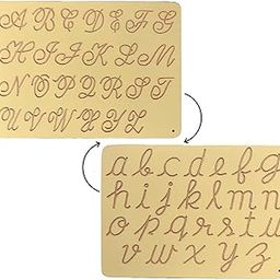 RCW Wooden Reversible Writing Alphabet Capital & Small Cursive Tracing Boards Slate with Dummy Pencil Learning Board Games Puzzles Toys for Kids Boys Girls Children Age 1-4 Years-image-96