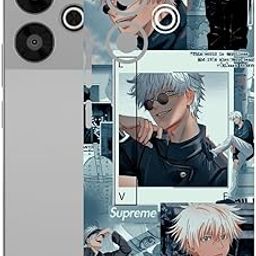 AtOdds Mobile Skin Sticker Wrap | Compatible for Poco M6 Plus (5G) | Scratchproof Matte Finish | Full Coverage for All Sides & Camera Protection (Gojo-Saturo)-image-50