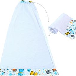 Younique Hanging Baby Cradle Mosquito Net for Cloth Swing/Jhula/Thottil/Jhoola With Side Zip Opening, Kosuvalai for Baby (0-3 Yrs) - Blue Butterflies-10