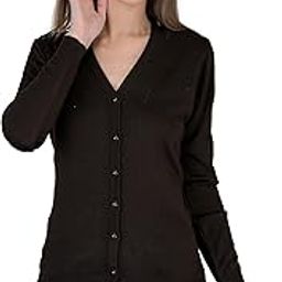 Women's Woolen V-Neck Cardigan - Daffodil Fabric, Thin, Warm, Pure Wool, Free Size, Coffee, Large-image-70