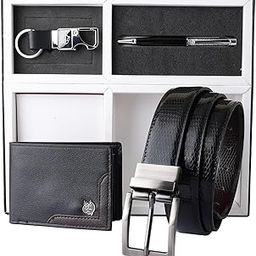 zevora Leather Wallet & Belt Keychain & Pen Combo Gift Set For Men I Gift For Friend, Boyfriend,Husband,Father, Son,(Fits Waist Size 30-40Inch) Corporate Gift (Pack Of 4, black)-picture-26