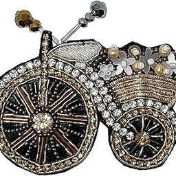 Handcrafted Cycle Beaded Brooch For Men | Embellished Handmade Beads Brooch For Women | Brooch Pin for Suit, Dress, Blazer, Sweater, Gown, Shawl-image-60