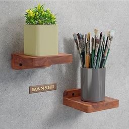 BANSHI WOOD FURNITURE Small Floating Shelves, Set of 2 Pcs.Shelves for Wall Decor & Storage | Wall Mounted Small Wall Shelf | Mini Display Shelf for Living Room, Bathroom (Natural Finish)-picture-31