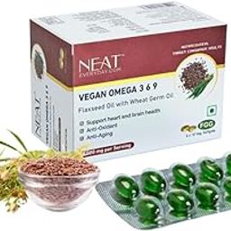 NEAT Vegan Omega 3-6-9 Softgels Capsules Blister 1000mg Per 2 Capsules | Flaxseed,Sunflower & Wheat Germ Oil For Heart, Brain, Skin & Joint Health | No Fish Oil | Vegetarian 60 Capsules-image-65
