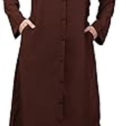 Front open Coat Collar Self Fabric Button Coat style Abaya/Burqa/Naqab (NHF975/21 BROWN S)-89
