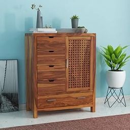 AISHAM Solid Sheesham Wood Wooden Chest of Drawers with 7 Drawer Storage | Multipurpose Storage Cabinet Rack for Bedroom Home Living Room (Design 9, Honey Finish)-image-77