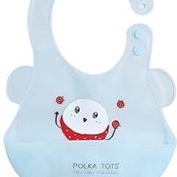 POLKA TOTS Waterproof Silicone Bibs with Adjustable Snap Buttons, Super Absorbent, Soft, Comfortable & Lightweight for Feeding Infants & Baby Toddlers (Strawberry Man, 4 Months to 3 Years)-22