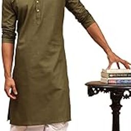 Men's Cotton Solid Kurta with Mandarin Collar & Cotton Lycra Pant-Style Pyjama - Eid Special-picture-15