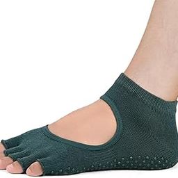 Yoga Grip Socks for Women & Men Non-Slip Grip Socks for Pilates, Barre, Dance & Home Workout Anti-Skid Cotton with Arch Support Breathable & Stretchy (Green)-42