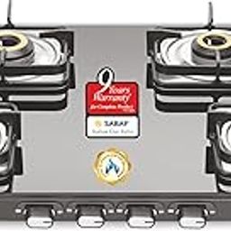 Sujata Gas Stove | 9 Years Warranty | Stove 4 Burner Auto Ignition, SABAF, ISI Certified, LPG & PNG Compatible, Jumbo Pack with Brass Burner (Classic, Black)-image-93