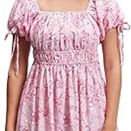 Womens Dresses Women | Floral Print | Mini Dress |Puff Short Sleeves | Fit & Flare | Elegant & Trendy| Stylish-picture-46