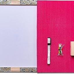 IVEI Wooden Combination Board of Pin Board & Easy to Wipe White Board - Bulletin Board - Dry Erase Board with a Hand-Painted Mehendi Work Frame - Unique Organizer- Best Gift for Office, Schools, etc - Pink.-picture-5
