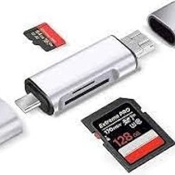 HB PLUS Metal Body 3-in-1 USB 3.0 Card Reader USB C, Micro USB Compatible for Card Reader SD, Micro SD, SDHC, Micro SDHC Memory Card Reader for MacBook PC Tablets Smartphones-32