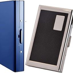 6 Slot Black Leather with 8 Slot Blue RFID Blocking (Unisex) Card Holder (Combo of 2)-image-101