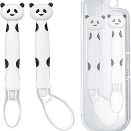 FunBlast Spoon for Baby Feeding – Silicone Spoons for Baby 6 to 12 Months, Babies Self Feeding Training Spoons Set (Spoon-Panda)-picture-1