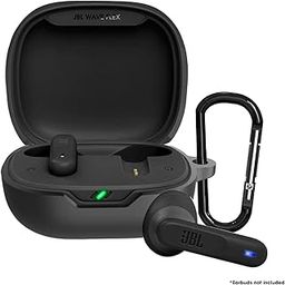 Sounce Earphone Case Cover Compatible for JBL Wave Flex, Soft Silicone Skin Case Cover Shock-Absorbing Protective Case with Keychain [Front LED Visible] - Black-18