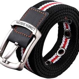 Canvas Belt Woven Wide Casual Strap for Trousers Jeans Accessories Travel Red Stripe 100cm | Clothing Shoes & Accessories | Mens Accessories | Belts-43