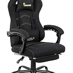 Dr Luxur Musclerice Fabric Gaming Office Chair Ergonomic Lumbar Support, High Back Chair, Swivel Chair with Footrest, Removable Neck, Linkage Arm Rest (Musclerice Fabric)-image-1