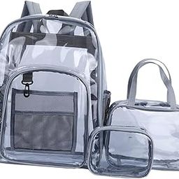 PVC Clear Backpack Handbag Transparent Bag for Boys Women Junior High School gray-image-67
